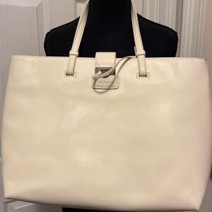 Trussardi Cream Leather Tote Bag